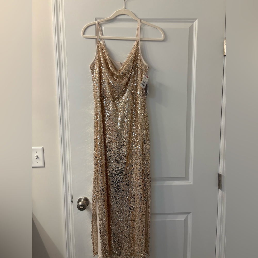Taylor Rose Gold Sequin Slip Dress